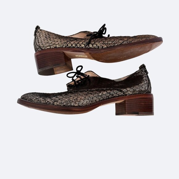 Louise et Cie Lo-Fenn Block Heel Leather Derby Lace Up Size 11 Metalic - Picture 4 of 11